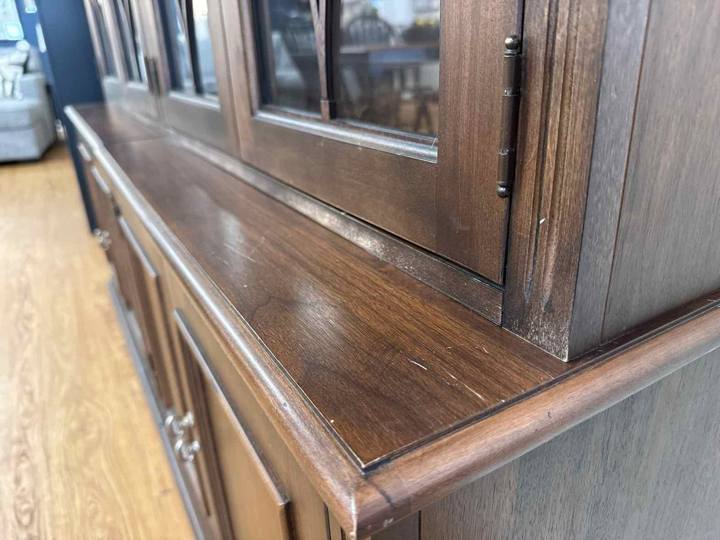 Ethan Allen Walnut Lighted China Cabinet
