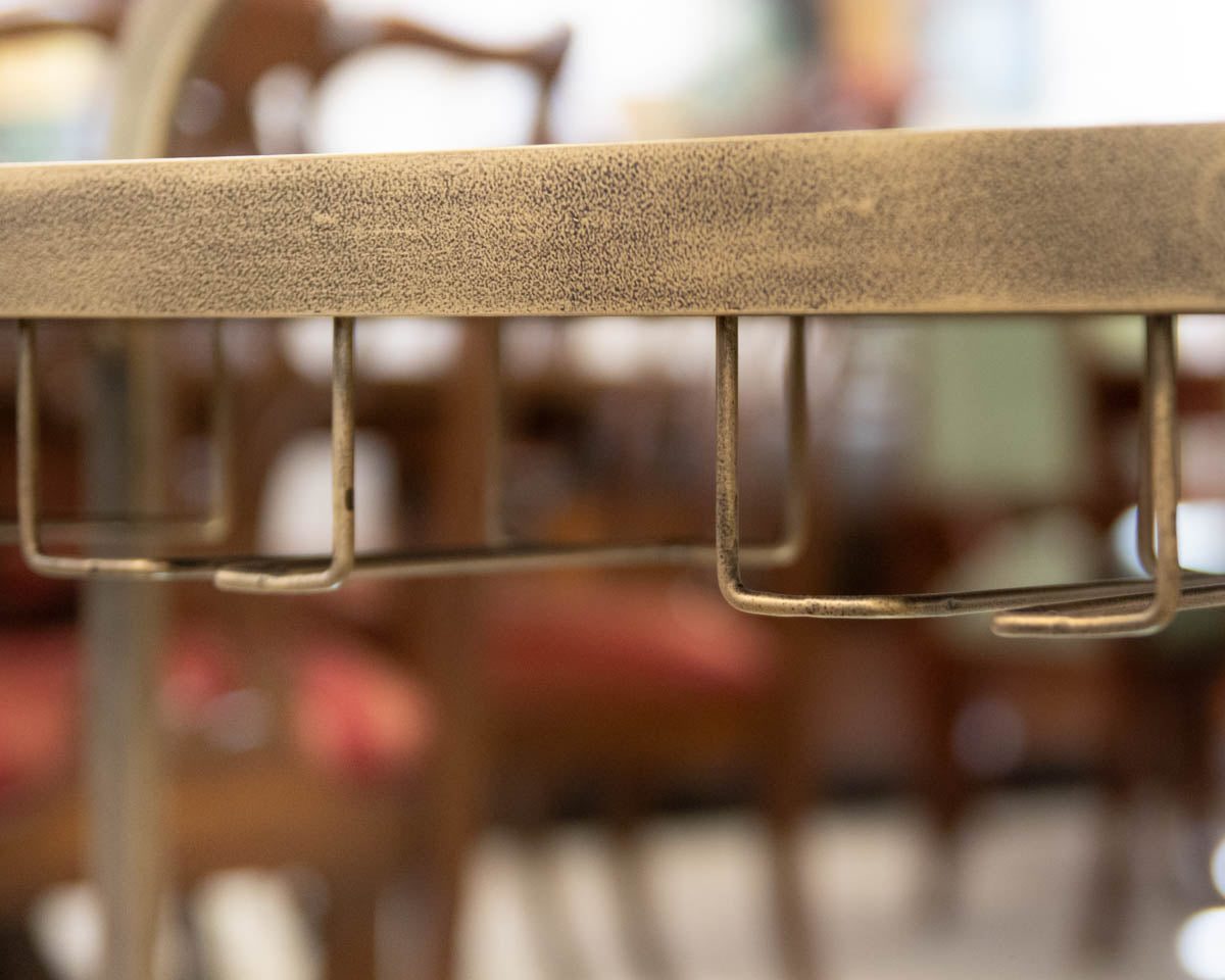 Wheeled Bar Cart in Brass Finish with Mirrored Top and Lower Shelf