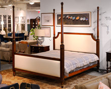 Four Post Cherry and Upholstered King Bed Frame