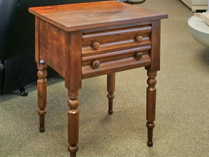 Antique Country Sheraton 2-Drawer Side Table in Cherry