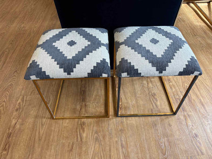 Pair of Antique Gold Frame Ottomans