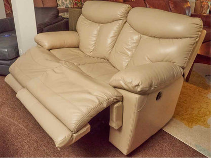 Sand Leather Power Loveseat