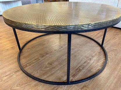 Diamond Engraved Brass Top Cocktail Table