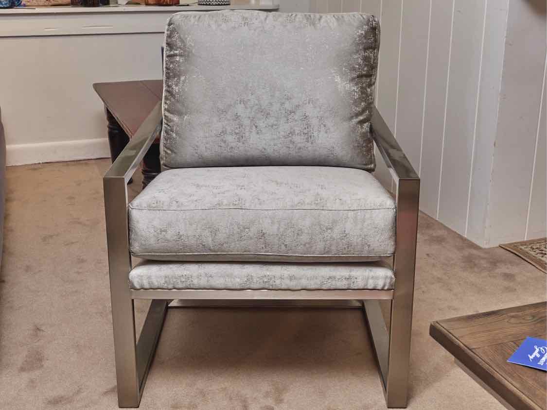 Rachael Ray Home Chrome Metal Frame 'Silver Pewter' Upholstered Cushions Chair