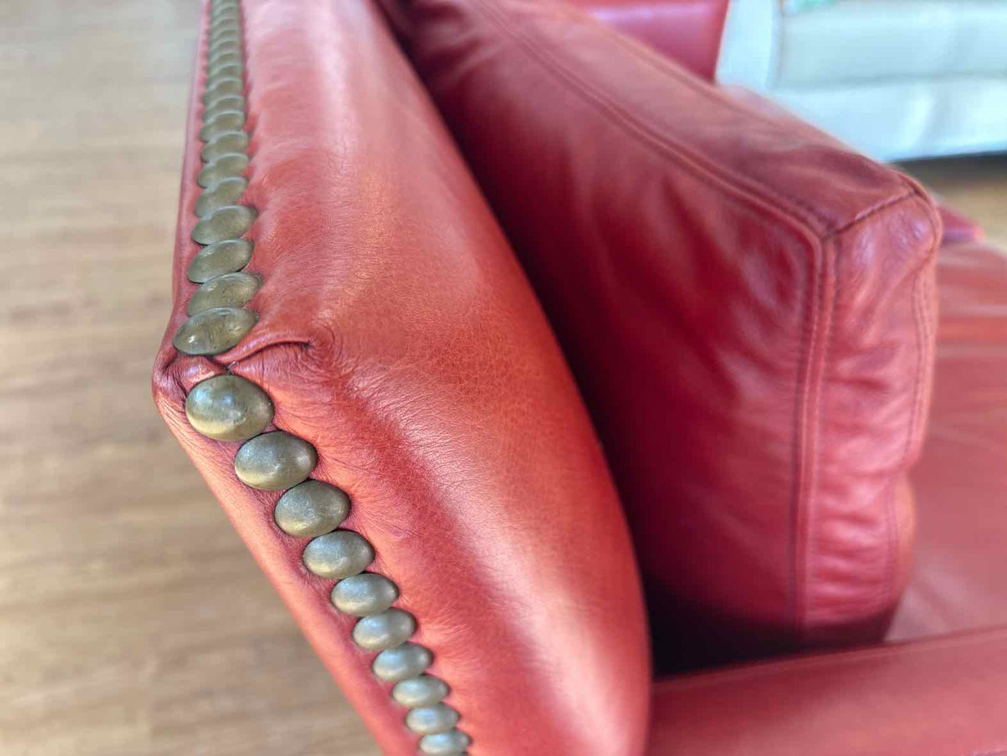 Lee Industries Red Leather Loveseat
