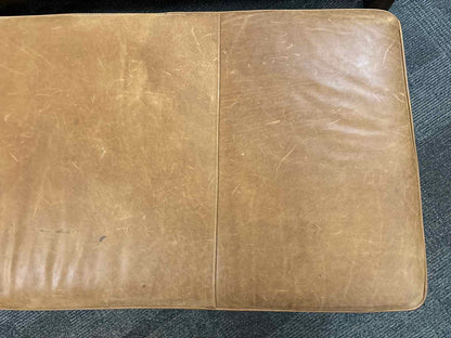 Distressed Hazlenut Leather Bench