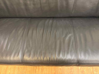 Ethan Allen Black Leather Sofa