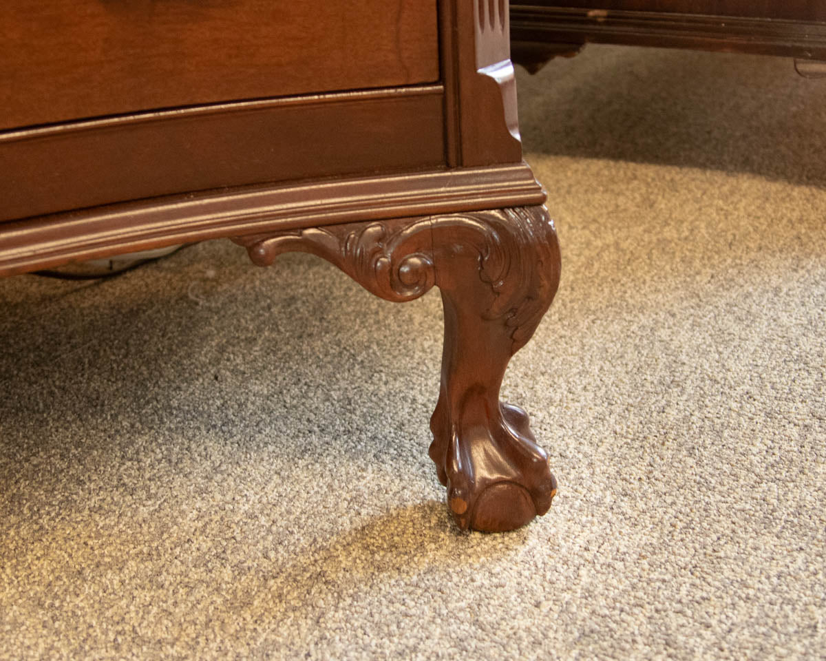 Mahogany 6 Drawer Chest with Carving & Ball& Claw Feet