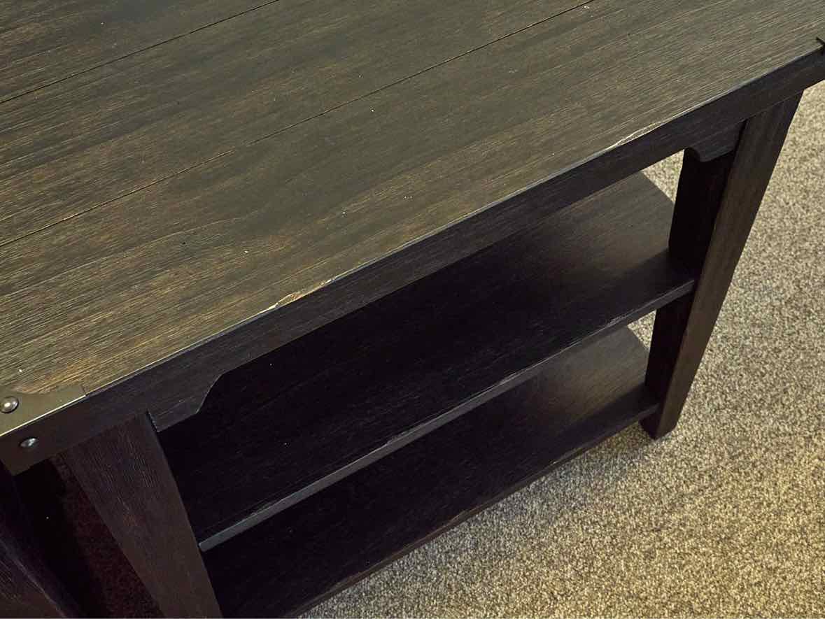 Pair of Weathered Black Side Tables