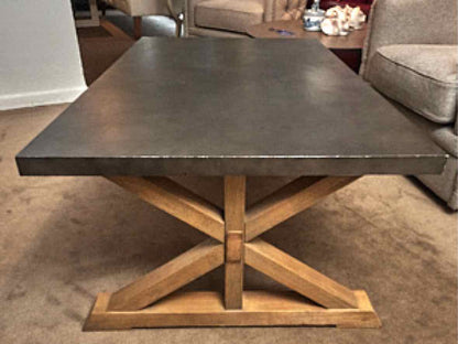 Magnussen Home 'Lybrook' Zinc Plated Top X Frame Trestle Base Cocktail Table