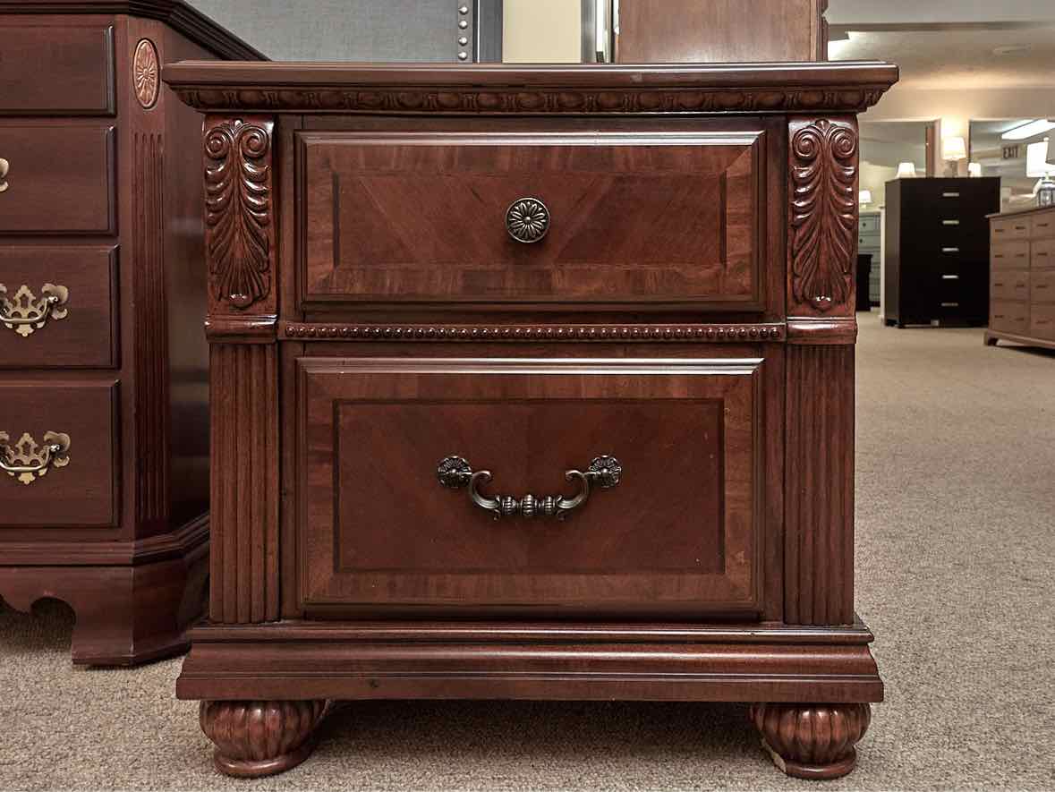 f Mahogany Finish 2 Drawer Nightstand