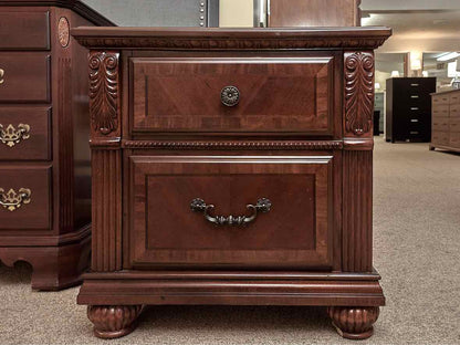 f Mahogany Finish 2 Drawer Nightstand