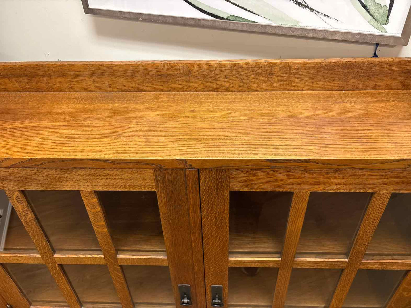 Stickley Mission-Style Double Bookcase with Glass Doors