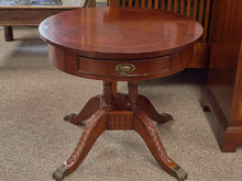 Inlaid Mahogany Drum Table W/ Drawer