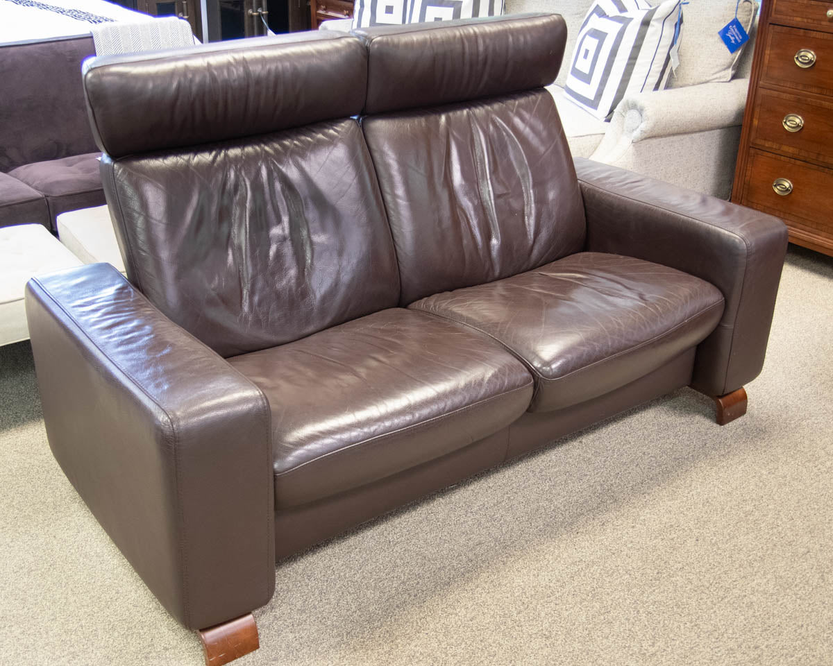Stressless High Back Reclining Leather Loveseat