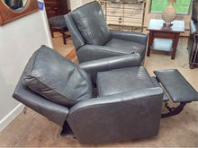 Pair Of  Bradington Young Gray  Leather Power Wall Hugger   Recliners