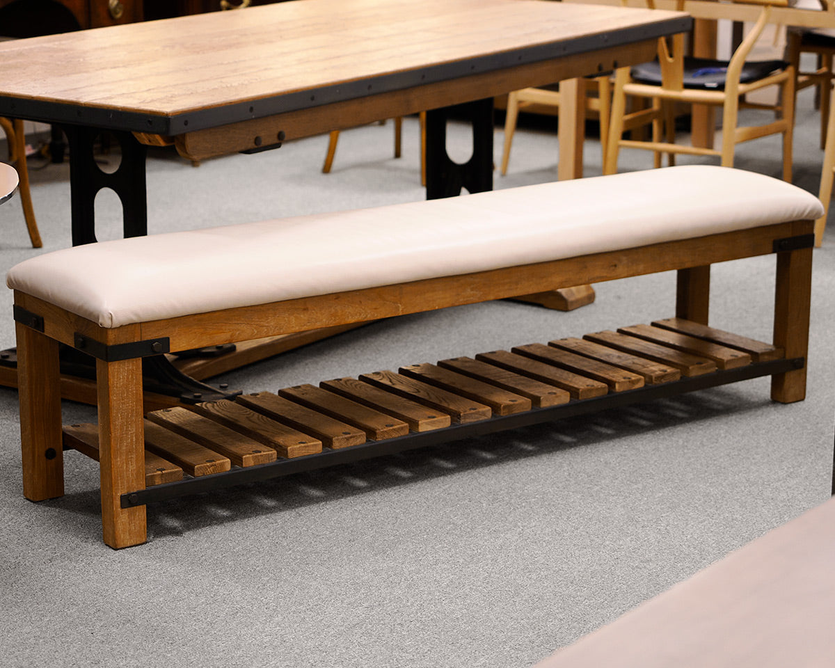 Arhaus Leather Industrial Dining Bench