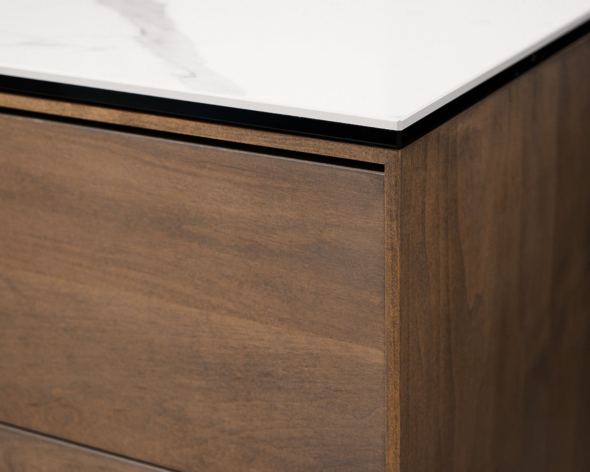 Pair of Room & Board Glass Top Nightstands
