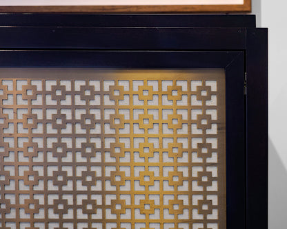 Storage Console Cabinet With Brass Metal Inlay