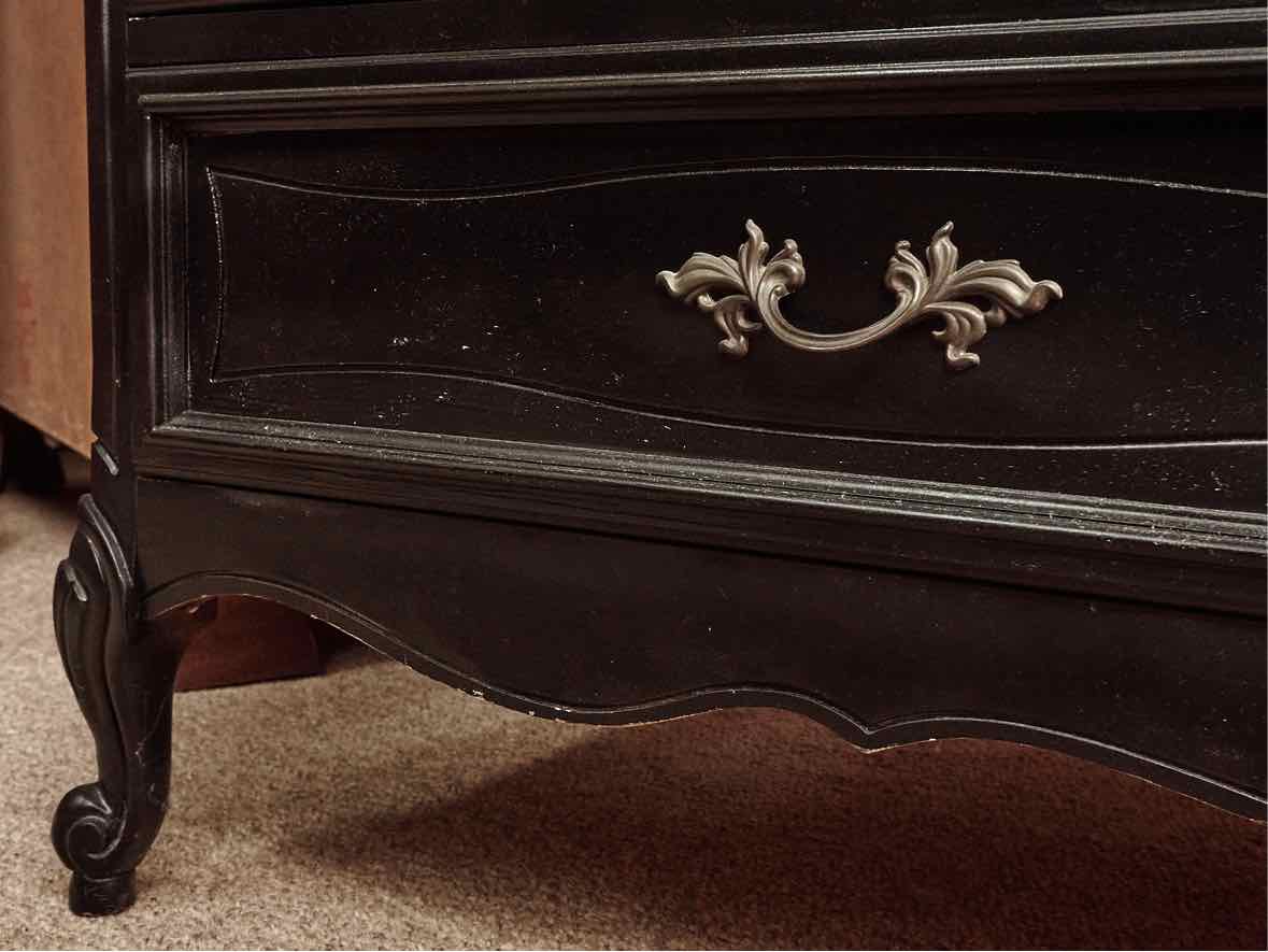 Dixie French Provincial Style Black Finish 7 Drawer Dresser