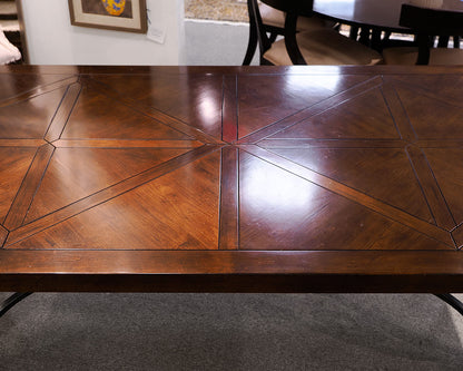 Lorts Parquet Dining Table on Iron Base