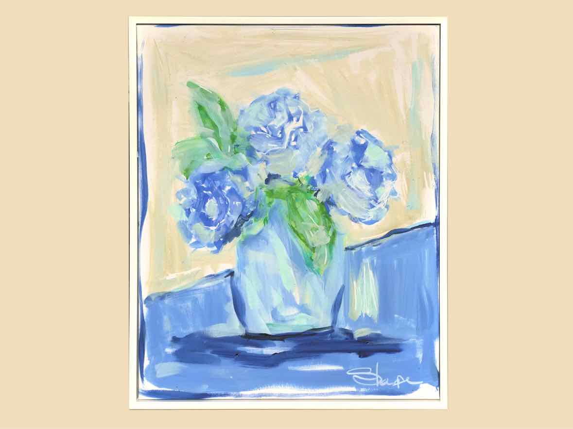 Giclee 'Vase of Hydrangea II on Canvas'