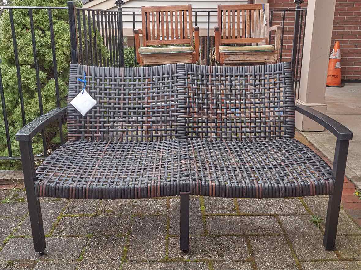 Frontgate Outdoor Set 'Isloa' Black Aluminum & Black Walnut Wicker
