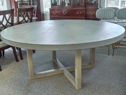 RH  French Country  Beam Grey Concrete & Teak Dining Table