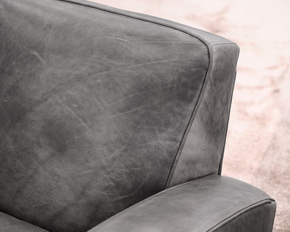 Pair of Restoration Hardware Gray Leather Chairs