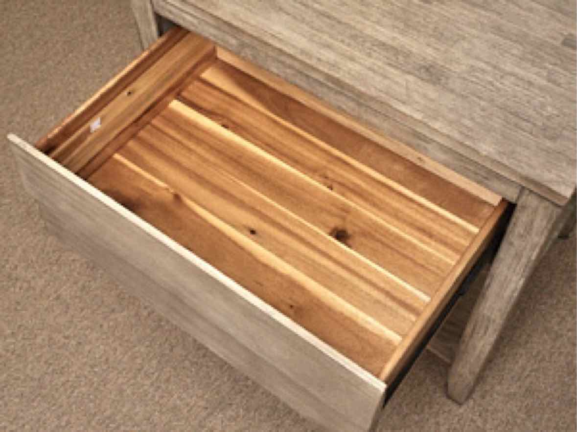 Pair Of Driftwood Finish 1 Drawer & Lower Shelf Nightstands