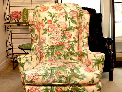 Wingback Floral Upholstered Chair