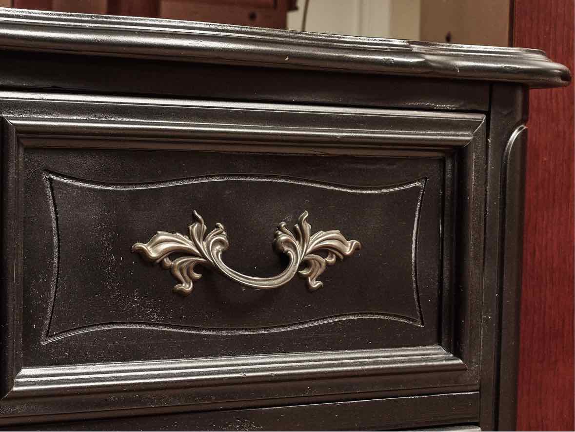 Dixie French Provincial Style Black Finish 7 Drawer Dresser