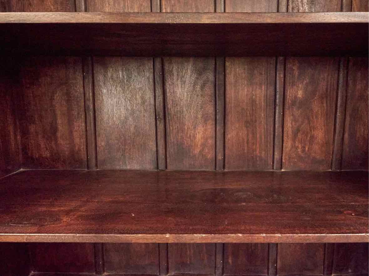 Rustic Wood Display Cabinet w/ Glass Doors