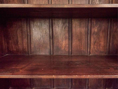 Rustic Wood Display Cabinet w/ Glass Doors