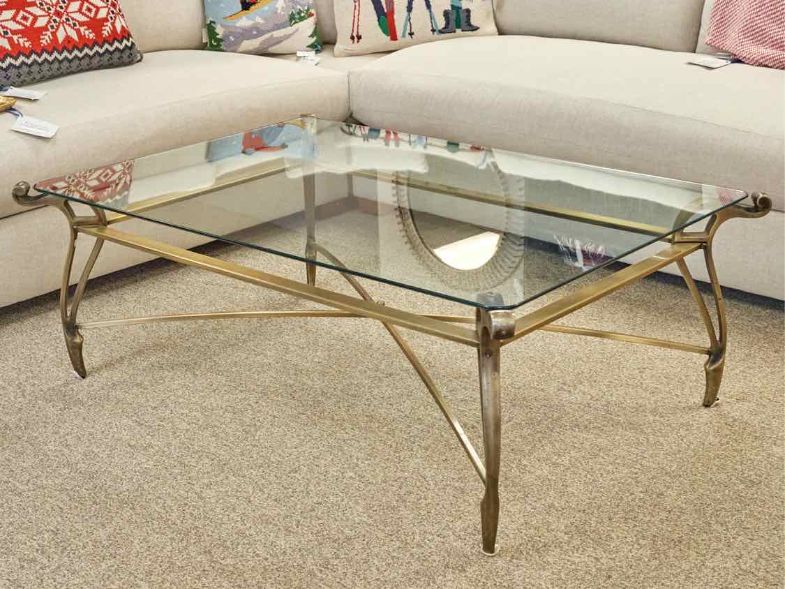 Bronze Iron Cocktail Table with Glass Top