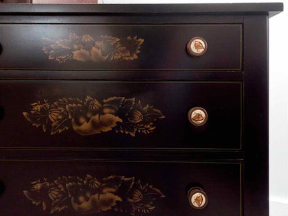 Hitchcock  Black 4 Drawer Chest with Gold Stenciling