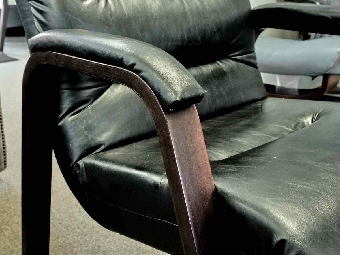 Pair of Black Faux Leather Arm Chairs