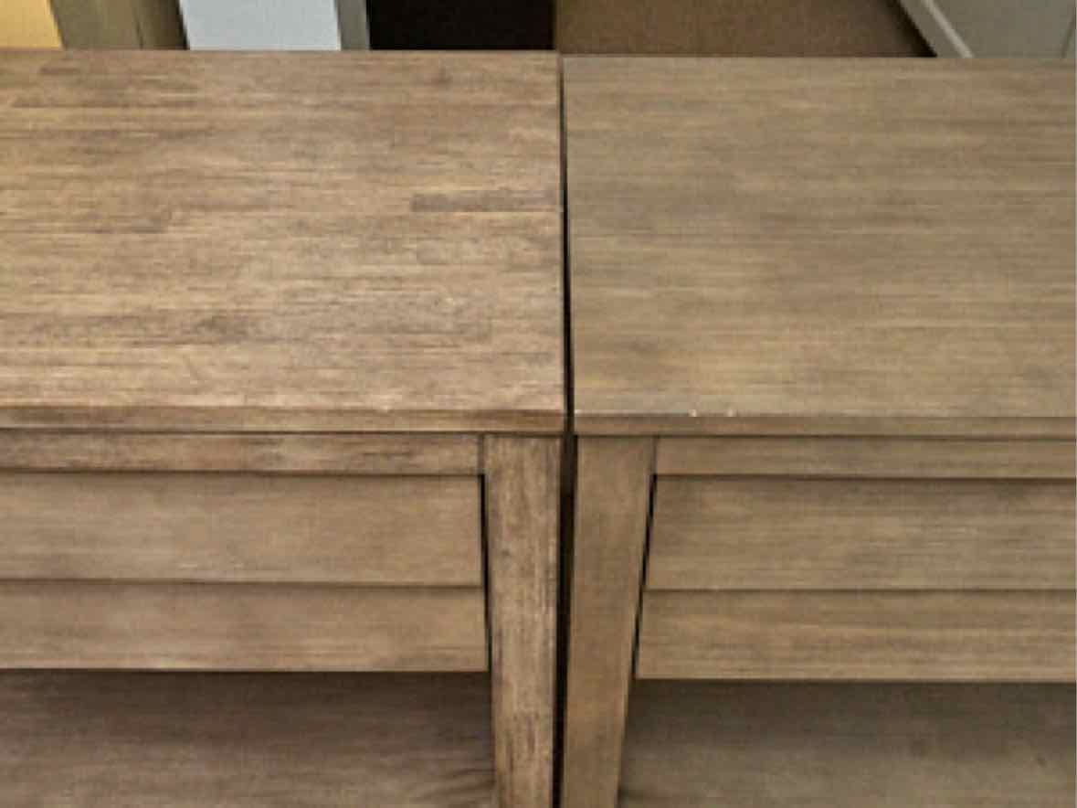 Pair Of Driftwood Finish 1 Drawer & Lower Shelf Nightstands