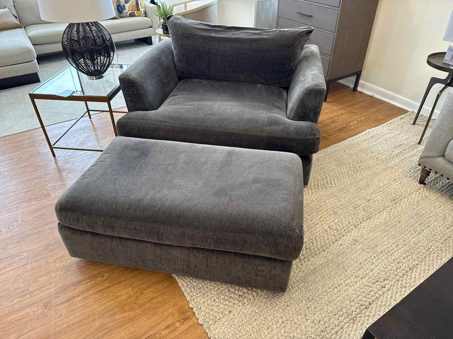 Arhaus 'Emory' Chair and a Half w/ Ottoman