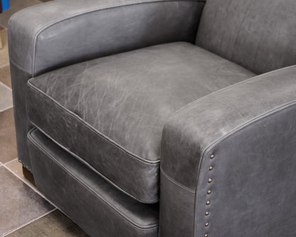 Pair of Restoration Hardware Gray Leather Chairs