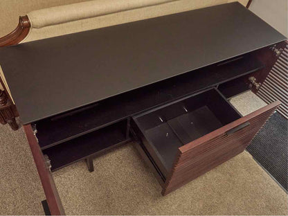 BDI Dark Cherry Media Furniture W/ Black Glass Top