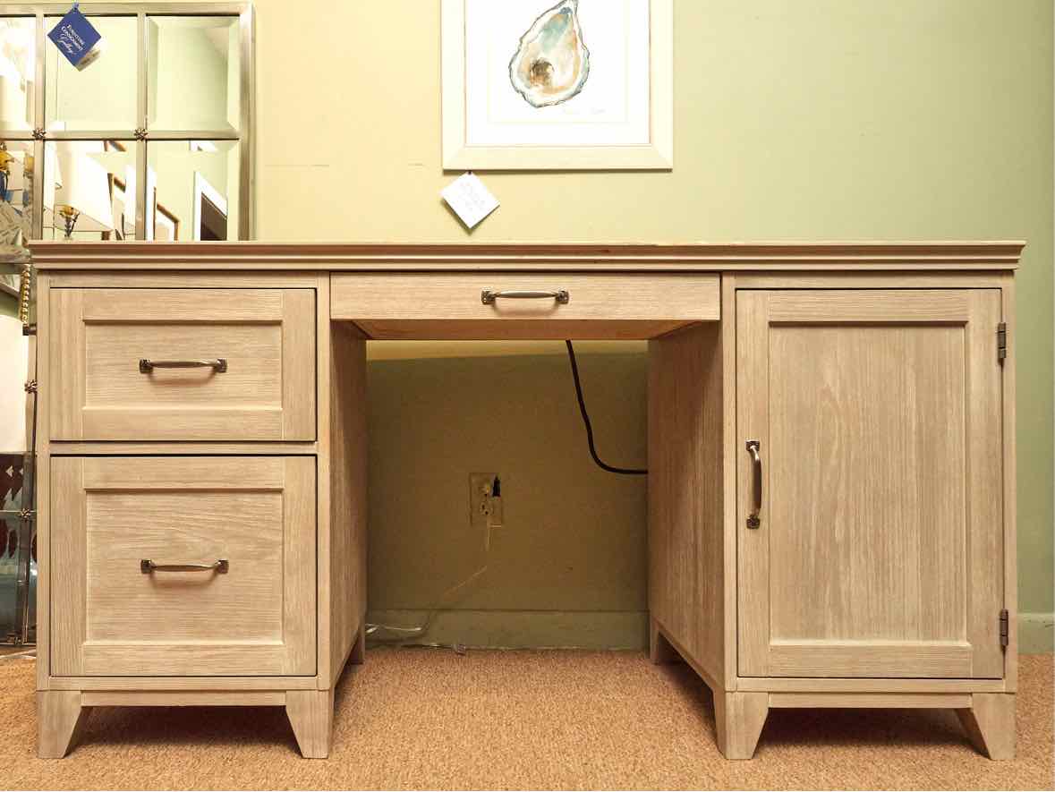 Pottery Barn 'Hampton' In 'Brushed Fog' Finish 3 Drawer & Door  Desk