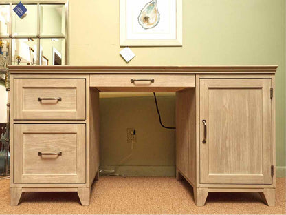 Pottery Barn 'Hampton' In 'Brushed Fog' Finish 3 Drawer & Door  Desk