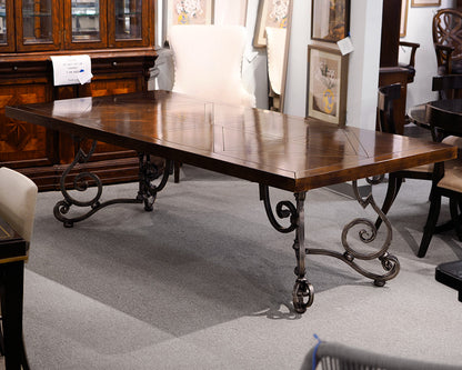 Lorts Parquet Dining Table on Iron Base