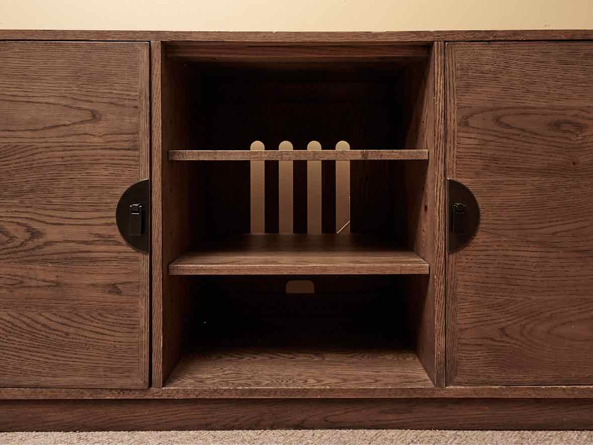 Ethan Allen New Zealand Pine 2 Door 2 Shelf & Side Panel Storage  Media Console