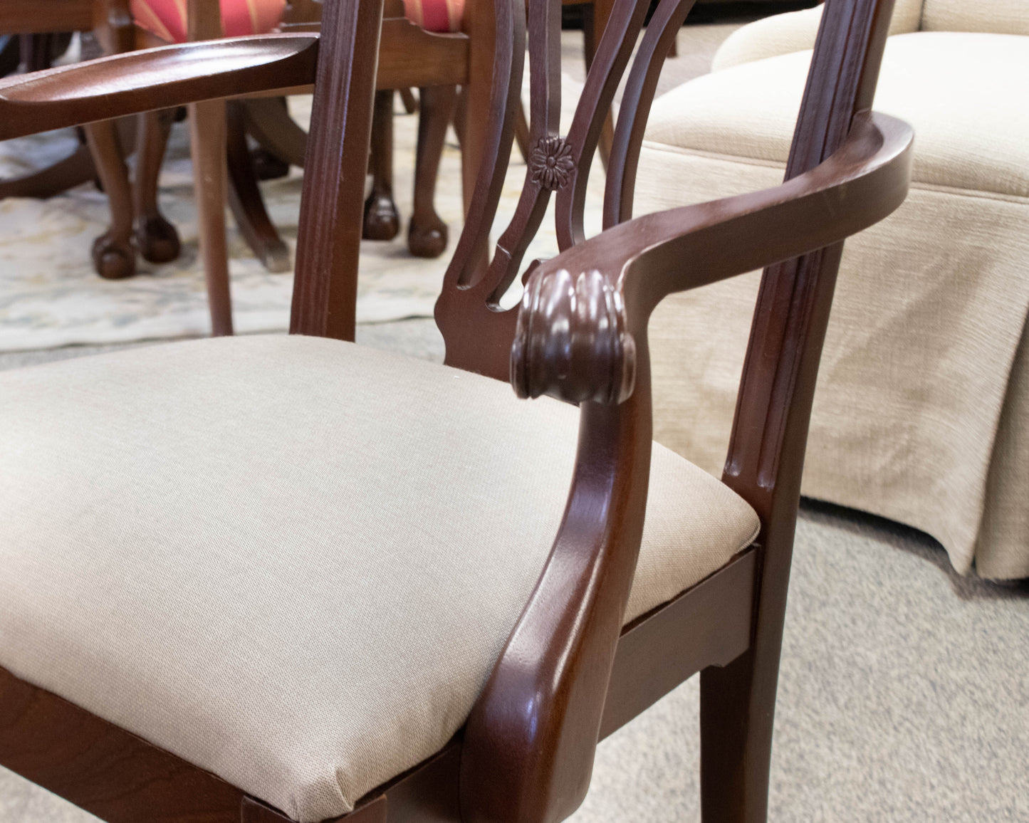 Set of Six Ethan Allen Chippendale Dining Chairs