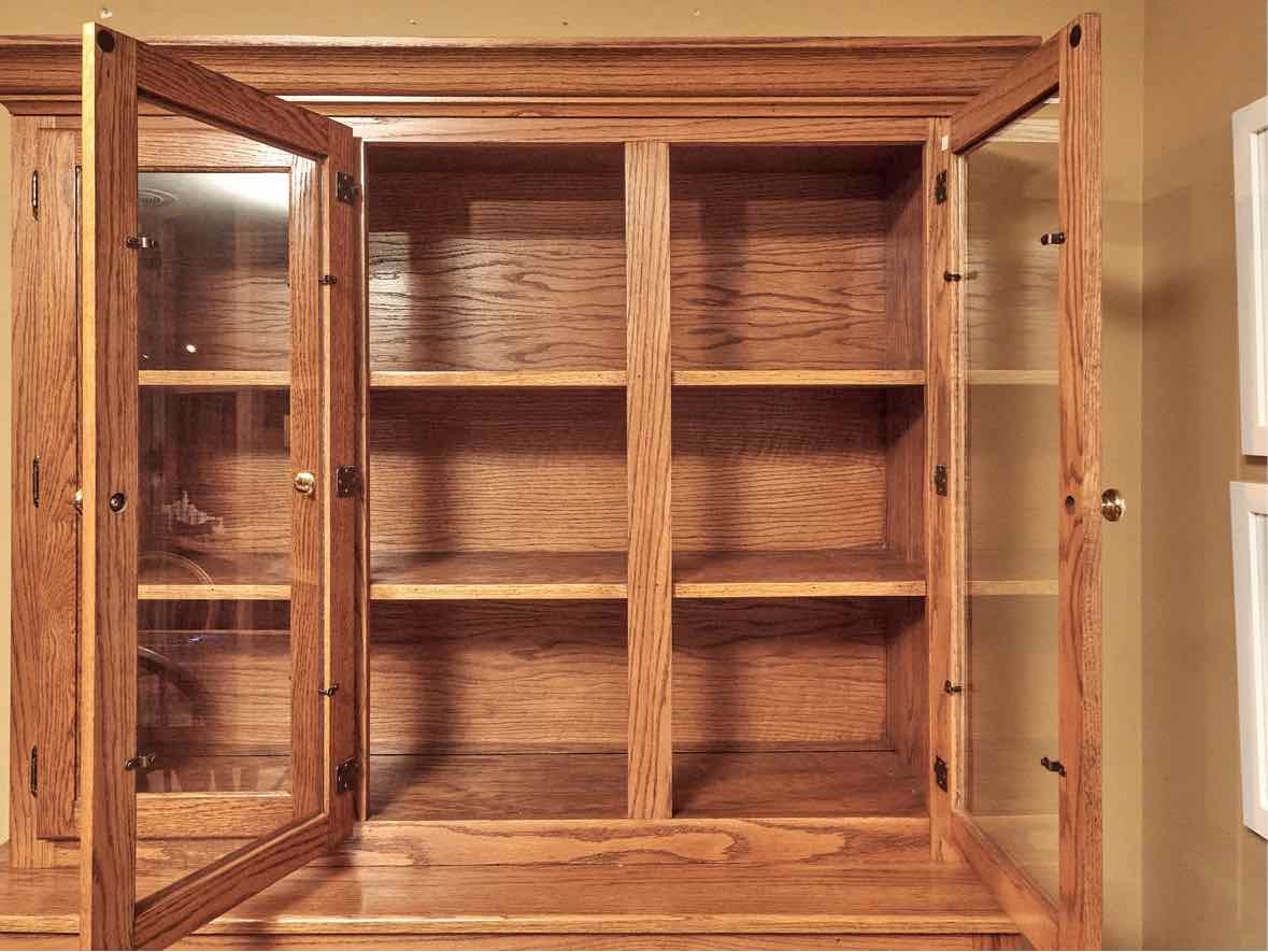 Oak  Hutch with 3 Glass Doors