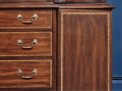 Henkel Harris Mahogany Banded Inlay 4 Glass Door Breakfront Cabinet