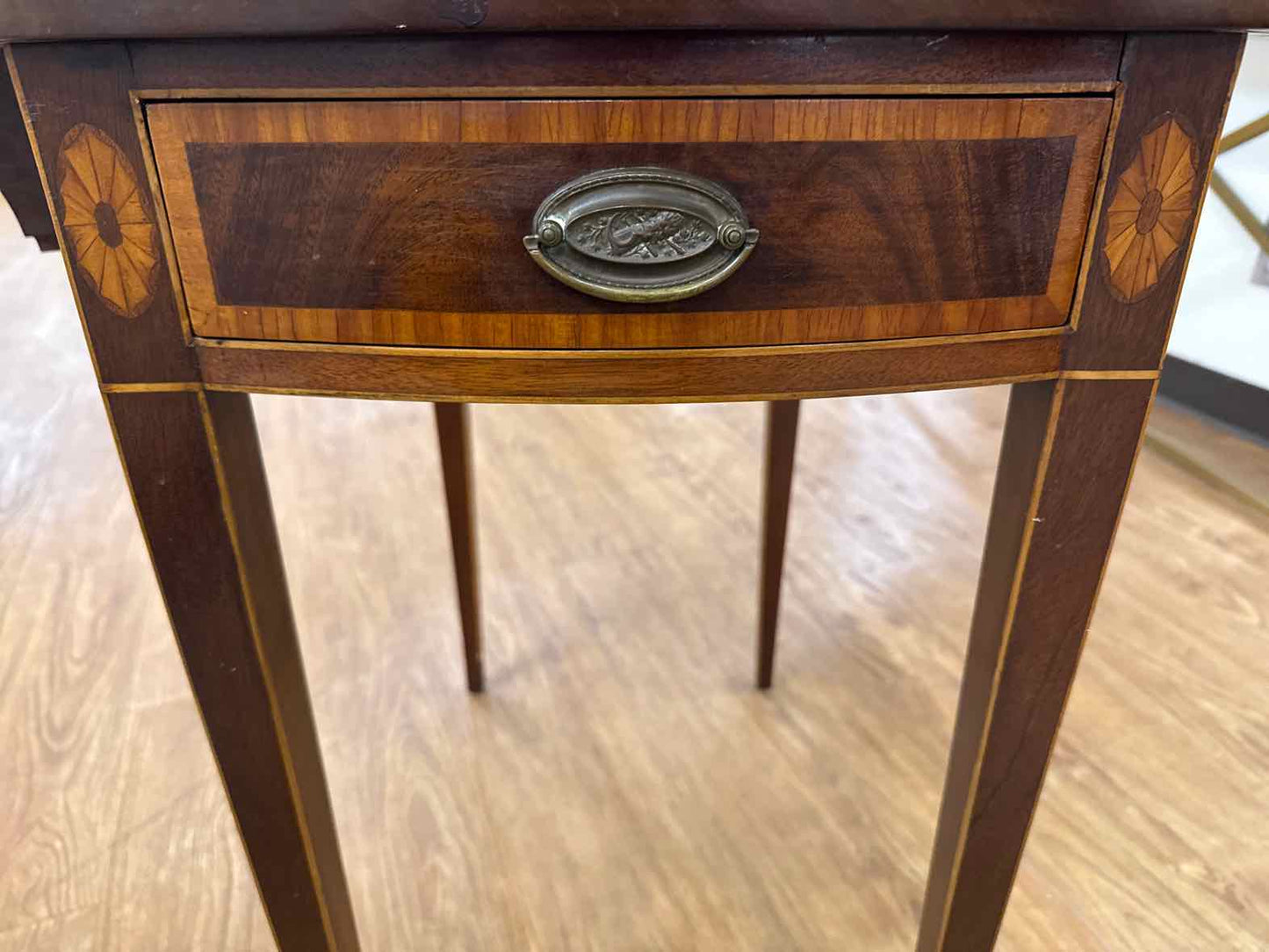 Mahogany Inlaid Drop Leaf Side Table