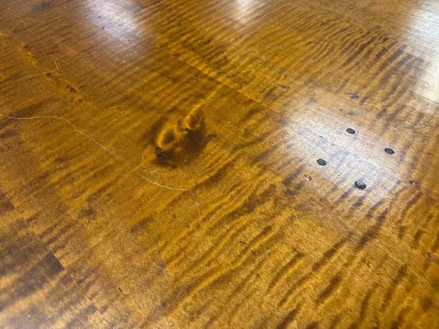Stephen Plaud Square Tiger Maple Dining Table with 4 Drawers